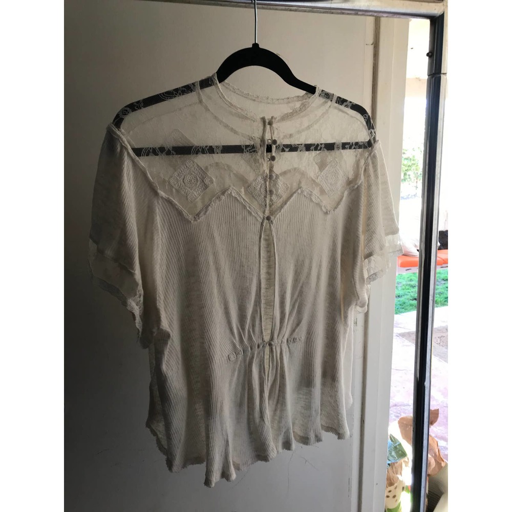 Free People White Lace Highneck M